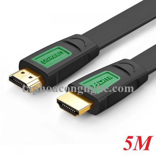 Ugreen 40473 5M màu Đen Cáp tín hiệu HDMI chuẩn 1.4 hỗ trợ phân giải 4K * 2K cáp dẹt HD101 30040473